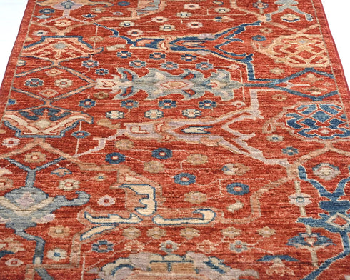 12 Ft Rust Aryana Afghan Hand Knotted Veg Dye Wool Runner Rug